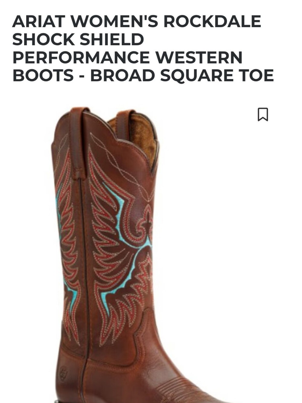 Ariat Brown Leather Cowboy Boots with Turquoise & Red Embroidery - Picture 2 of 8